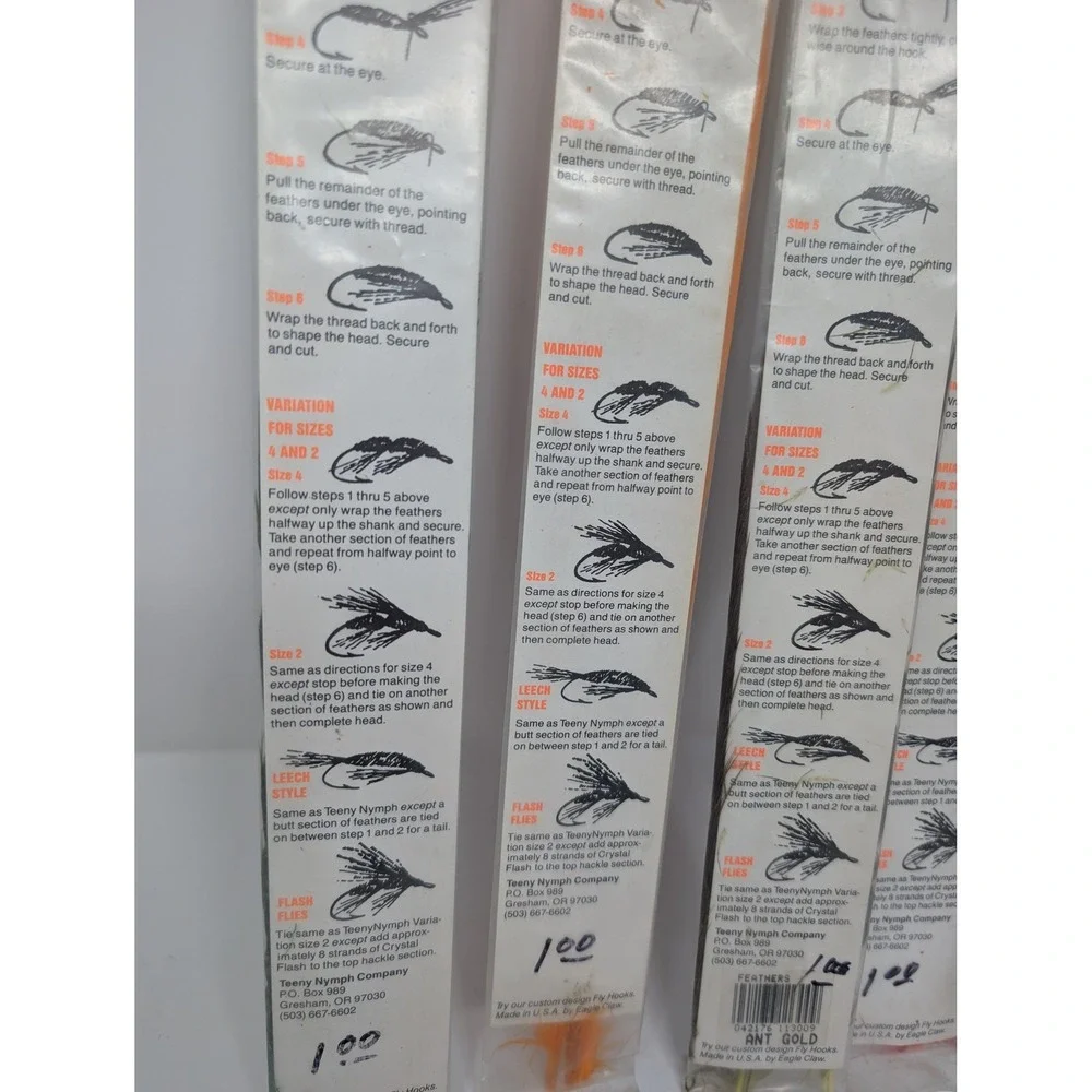 Vintage Jim Teeny Nymph Custom Dyed Pheasant Feathers 5 Pack Lot Made in USA